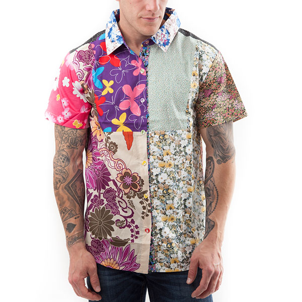 Short sleeved, Flower shirt, Part Shirt, Loud Shirt, Mutts Nuts, Shite Shirt, Loud Party Shirt, Pattern Shirt